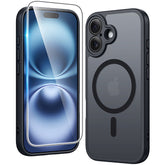 FNTCASE iPhone 16 Plus用ケース: 強力なマグネット式半透明マットスリム耐衝撃保護落下完全保護電話カバー